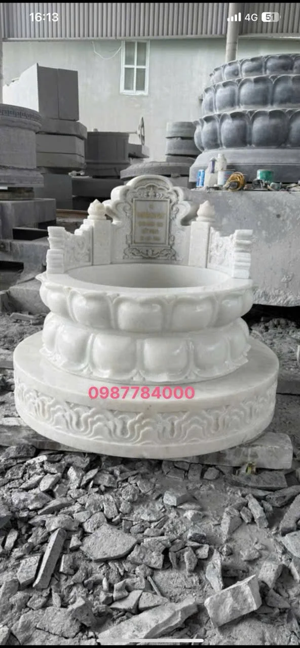 Mộ tròn tam cấp bằng đá tự nhiên – Giá từ 28 triệu